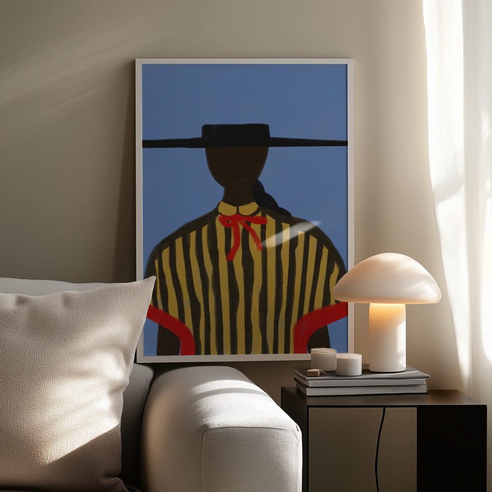 Bold Hat Woman and Stripes New Mexico Style Poster och Canvastavla
