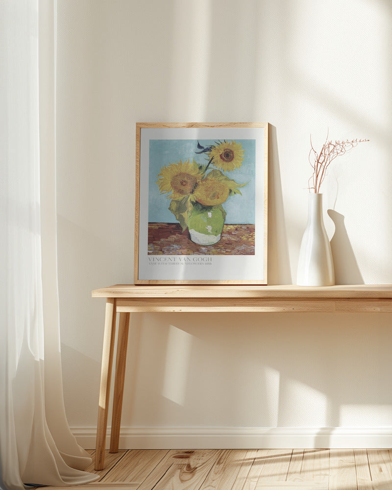 Vase With Three Sunflowers Poster och Canvastavla