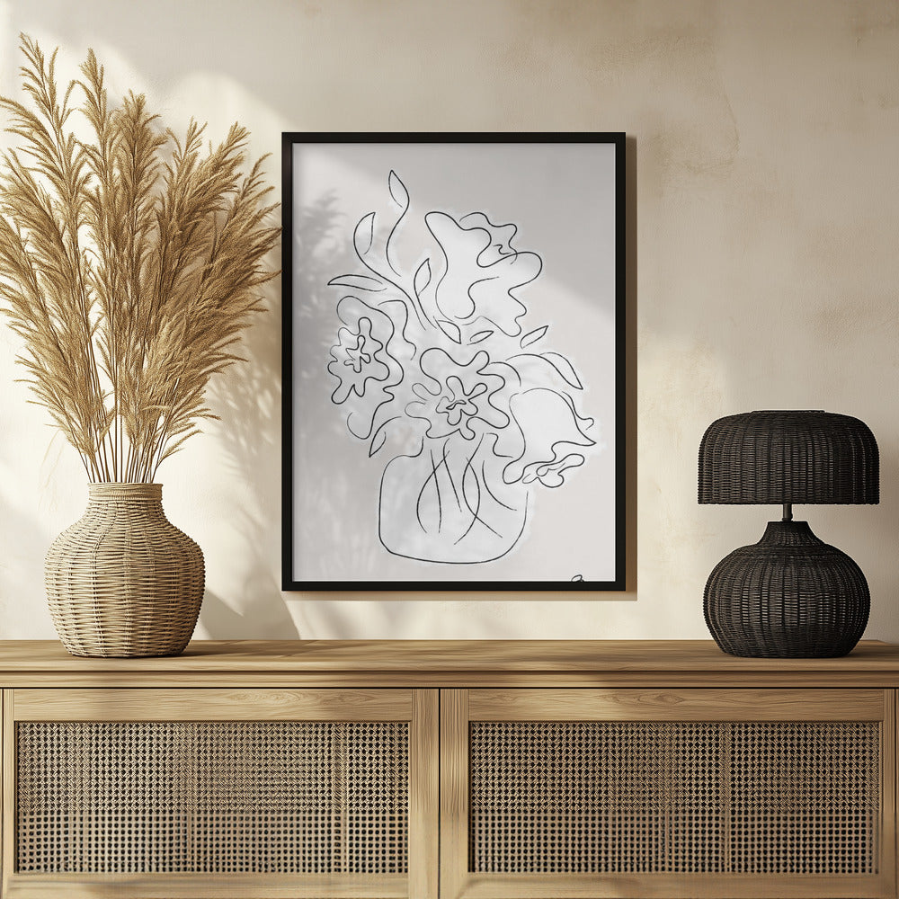 Flower Bouquet Grey Poster och Canvastavla