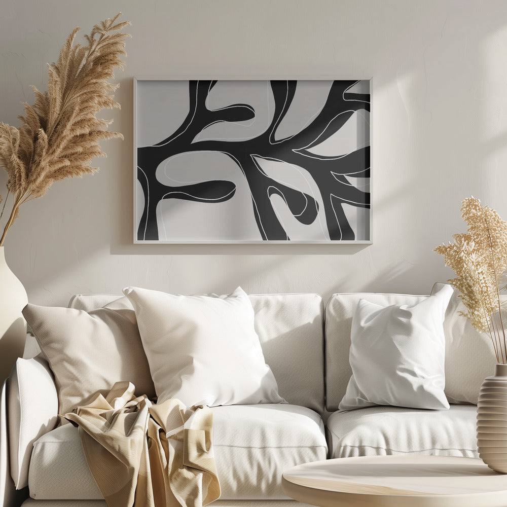 Abstract Twig Black and White Poster och Canvastavla