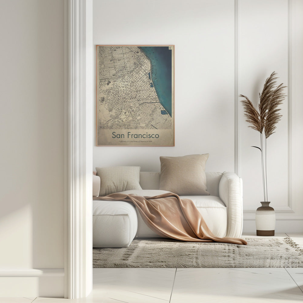 San Francisco retro map Poster och Canvastavla