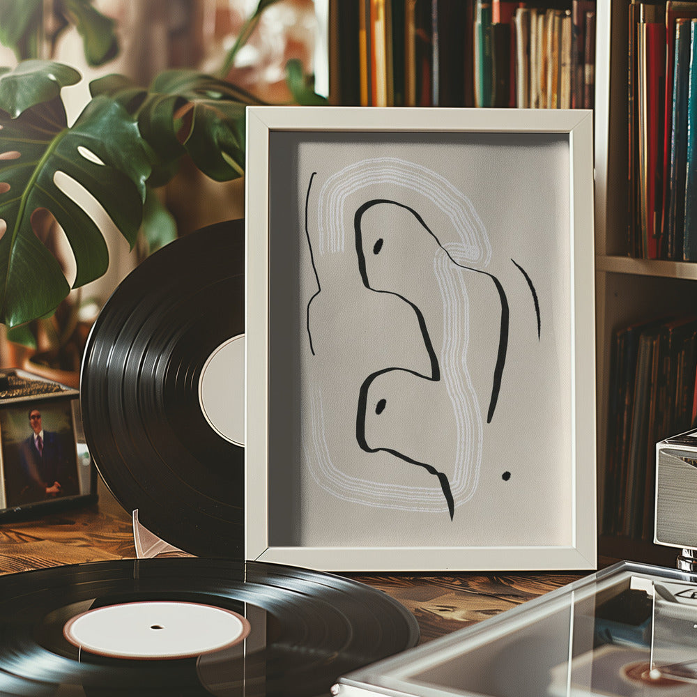 Reclining nude line art Poster och Canvastavla