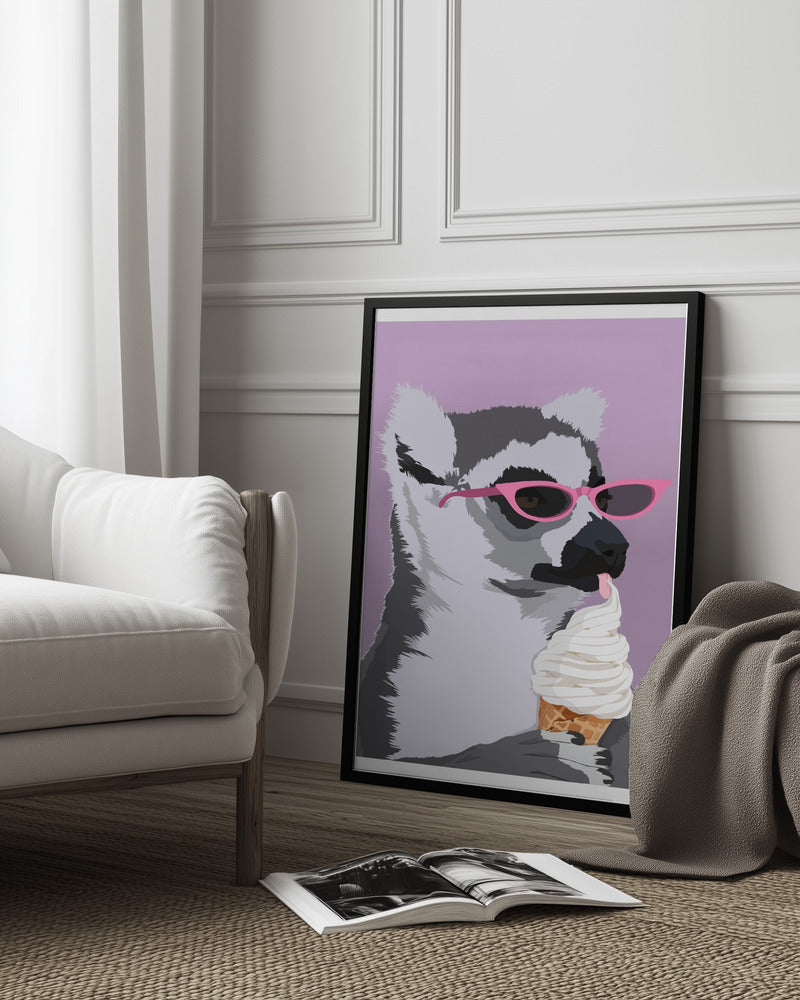 Jugdy Lemur with Icecream Poster och Canvastavla