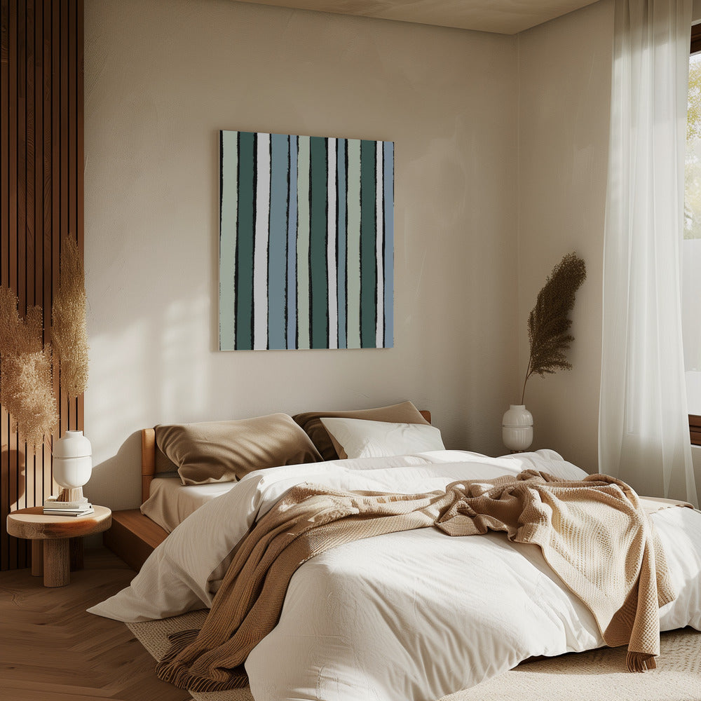 Smaragd Green Stripes Poster och Canvastavla