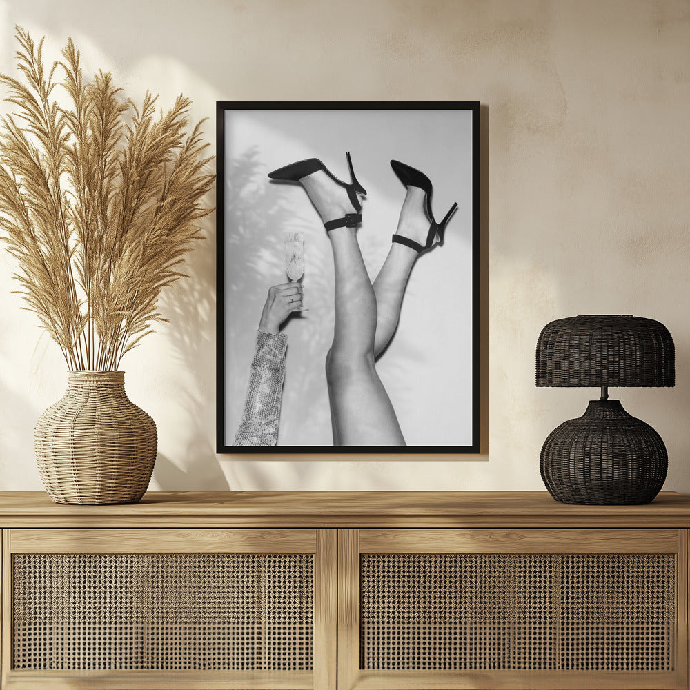 Champagne legs Black and White Poster och Canvastavla