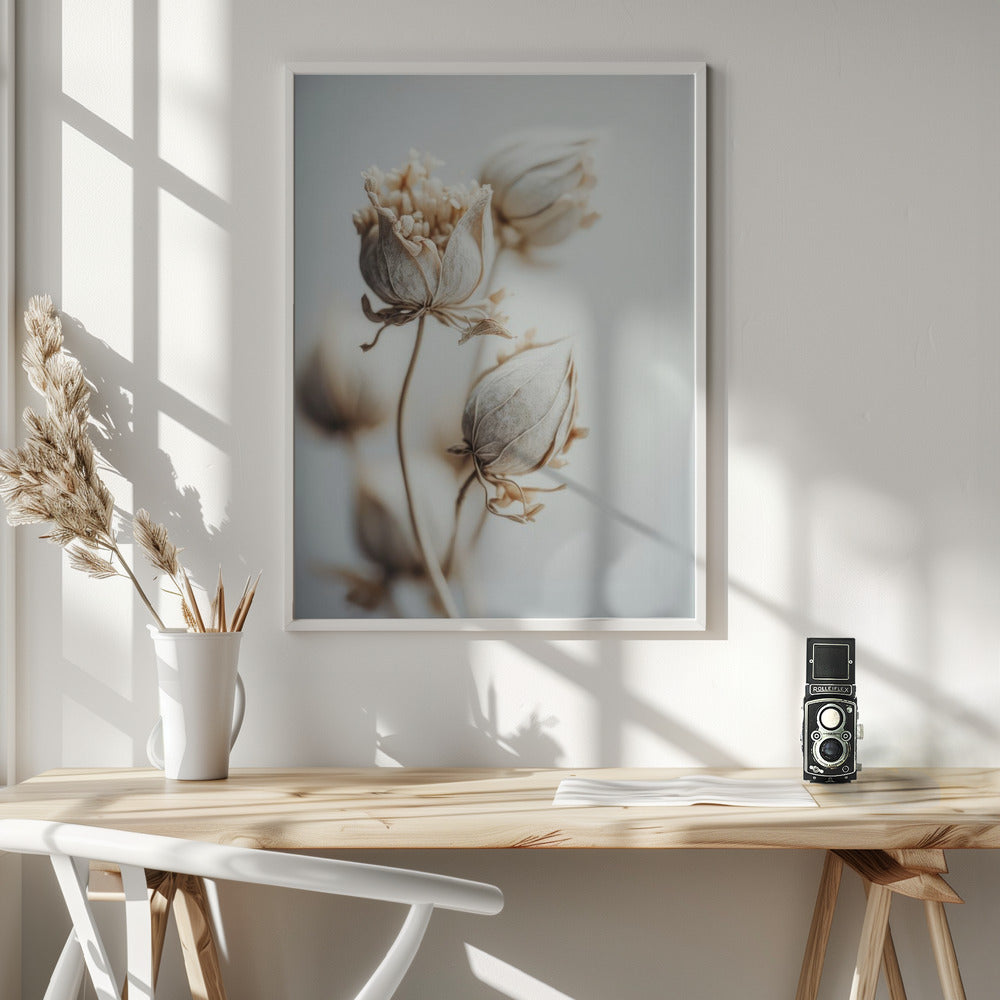 Beige Felt Flowers Poster och Canvastavla