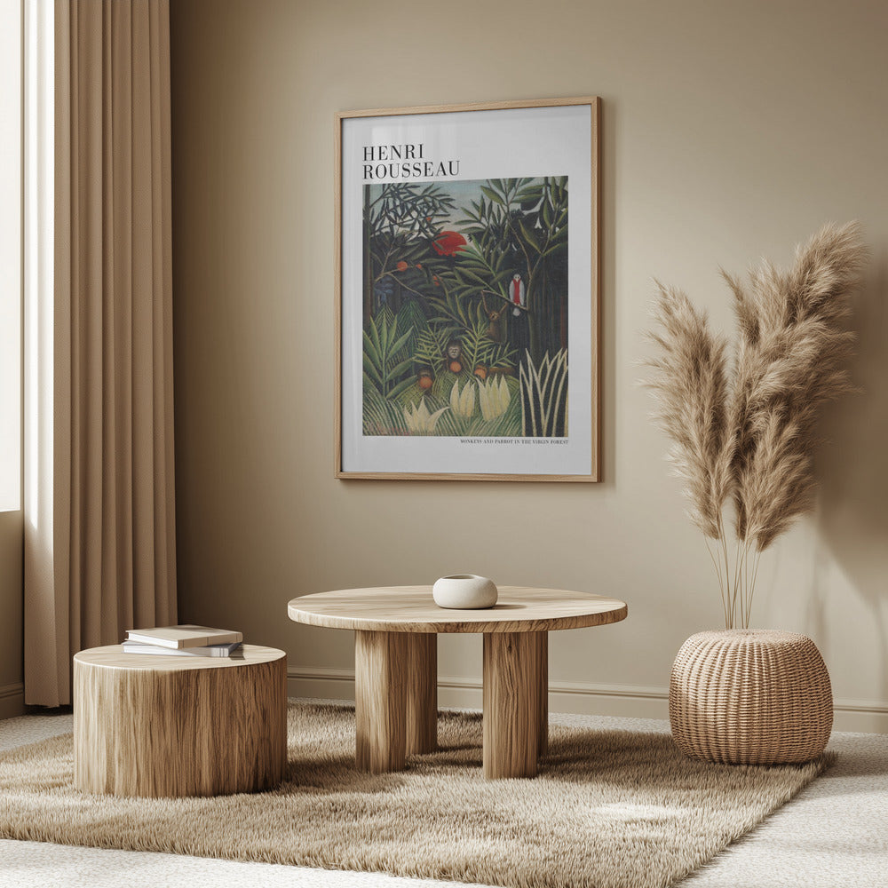 Monkeys And Parrot In The Virgin Forest Poster och Canvastavla