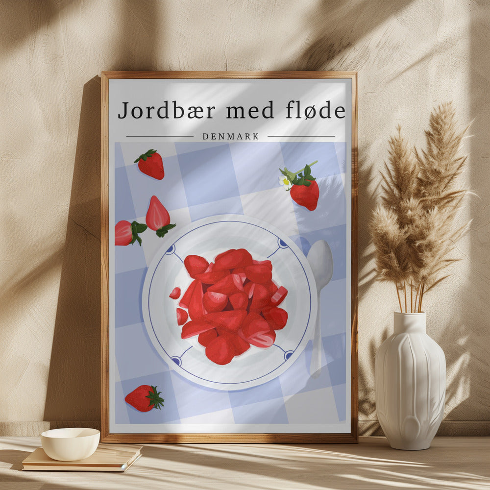 Strawberry with cream - Denmark Poster och Canvastavla