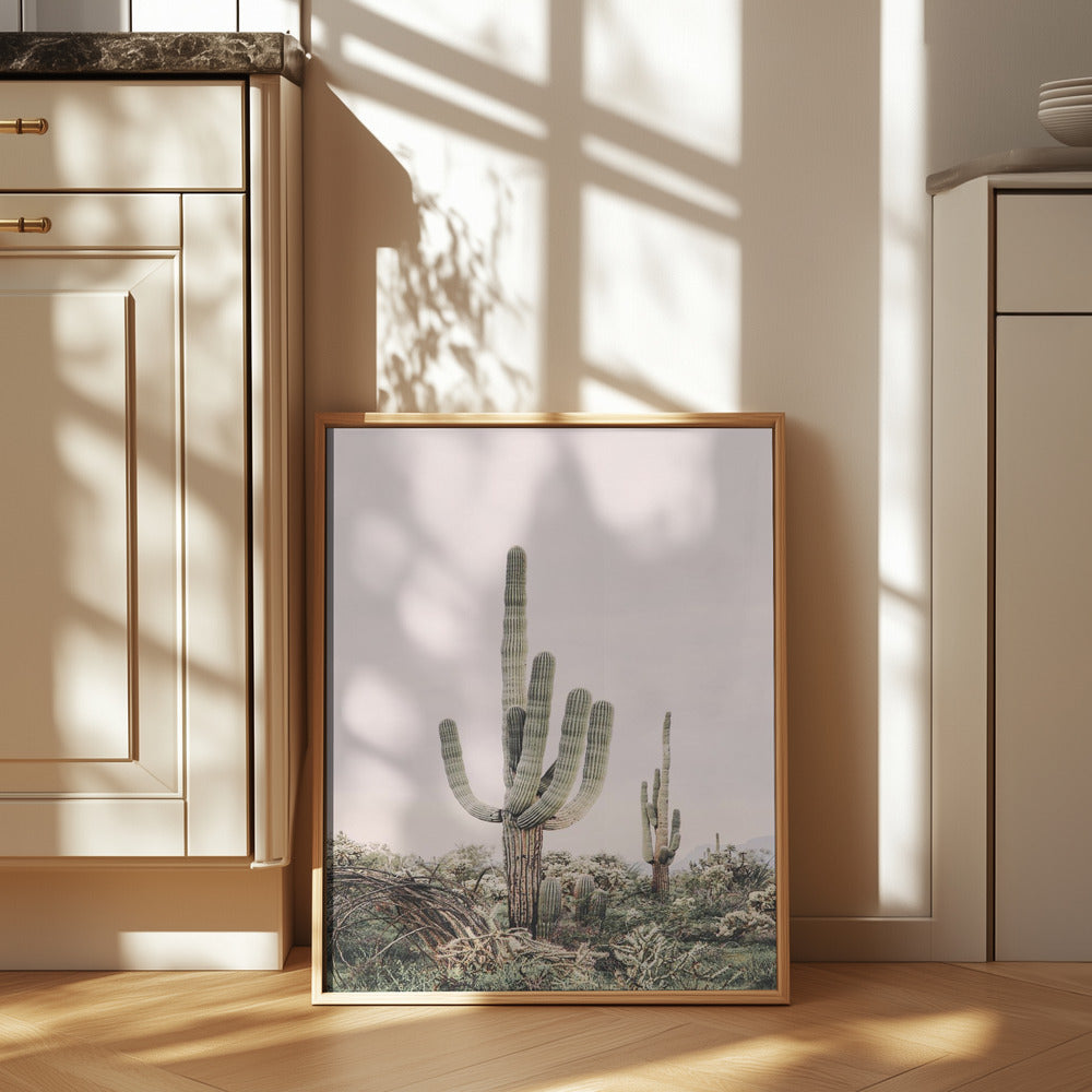 Pink Saguaro Poster och Canvastavla