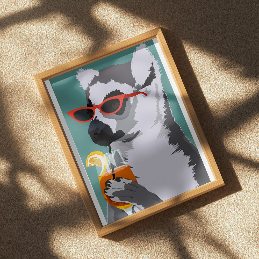 Jugdy Lemur with Drink Poster och Canvastavla