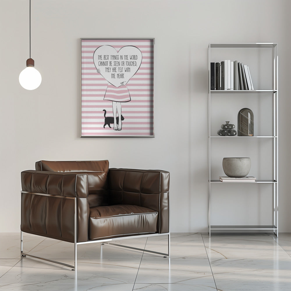 Pink Heart Poster och Canvastavla