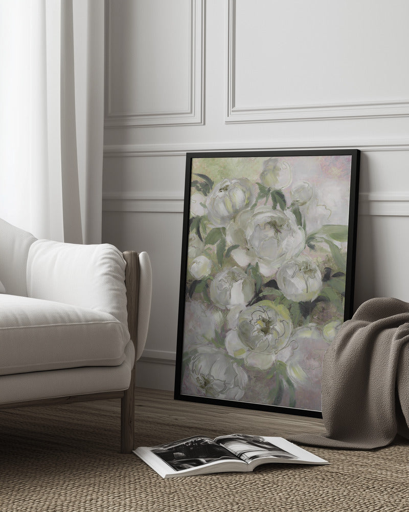 Sady painterly florals in green Poster och Canvastavla