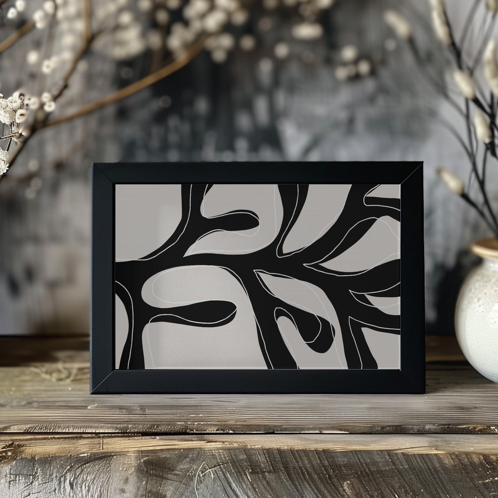 Abstract Twig Black and White Poster och Canvastavla