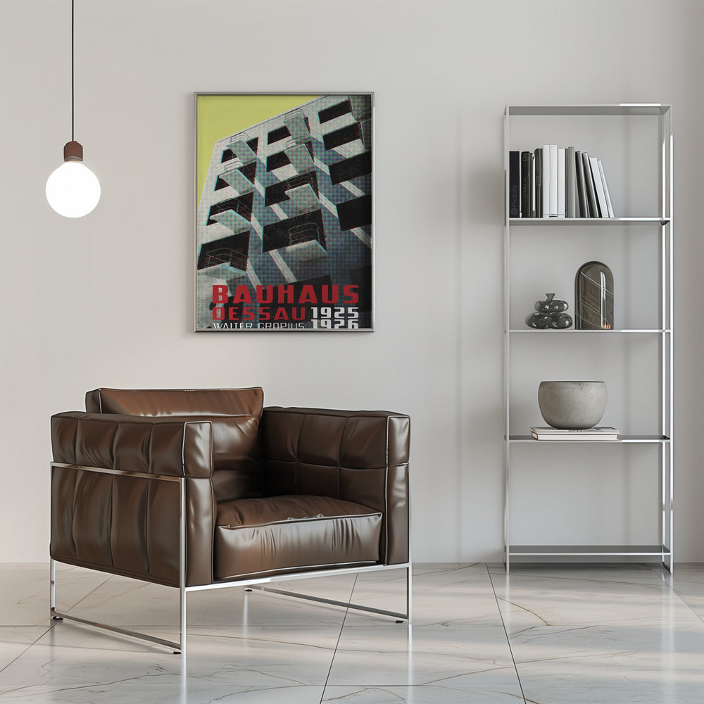 Bauhaus Dessau architecture in vintage magazine style VIII Poster och Canvastavla