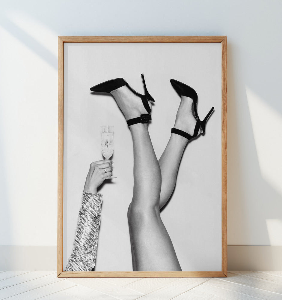 Champagne legs Black and White Poster och Canvastavla