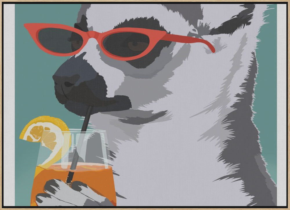 Jugdy Lemur with Drink Poster och Canvastavla