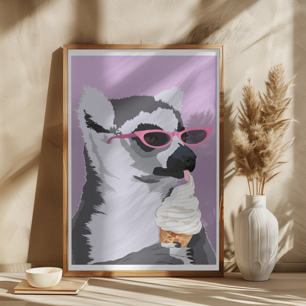 Jugdy Lemur with Icecream Poster och Canvastavla