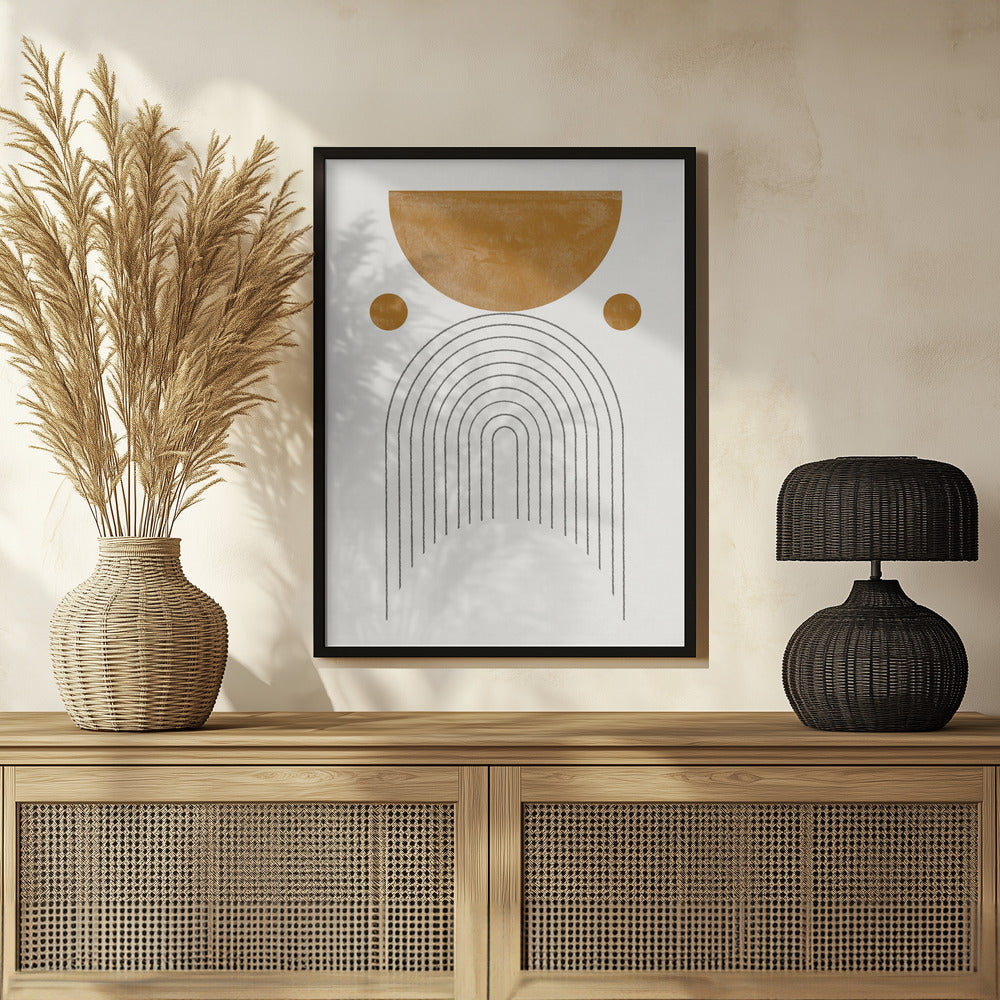 Mid Century Modern / Soft Brown Watercolor Balance Poster och Canvastavla