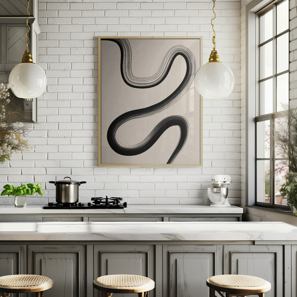 Black Brush Stroke Art Poster och Canvastavla