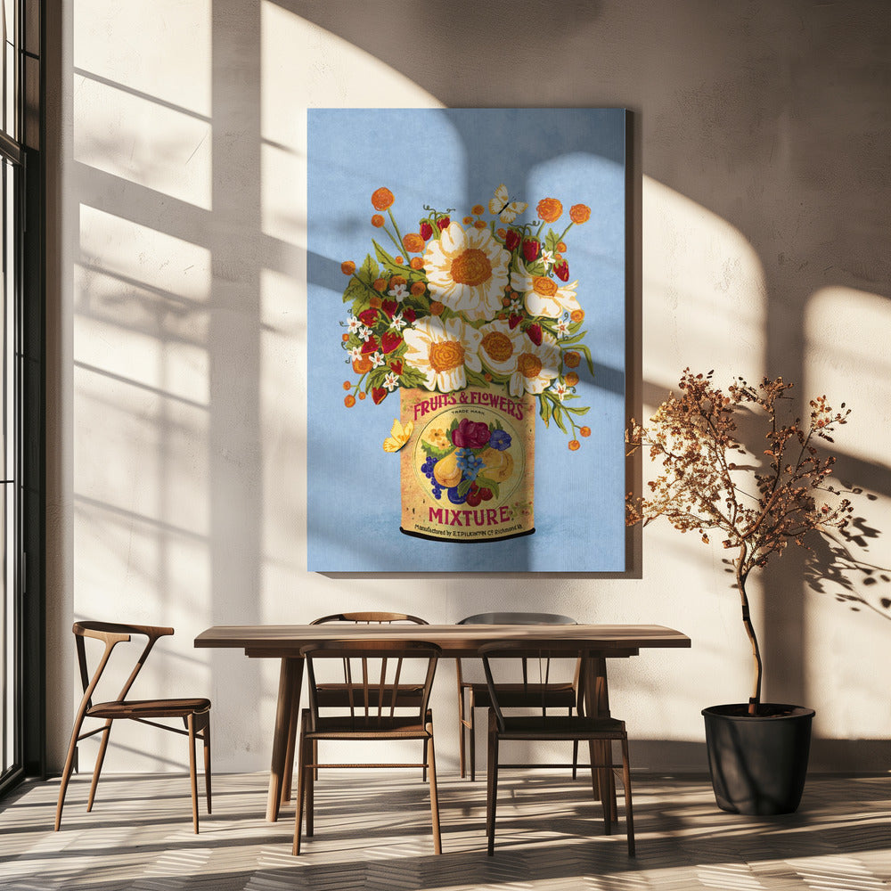 Flowers In a Vinatge Tea Can Poster och Canvastavla