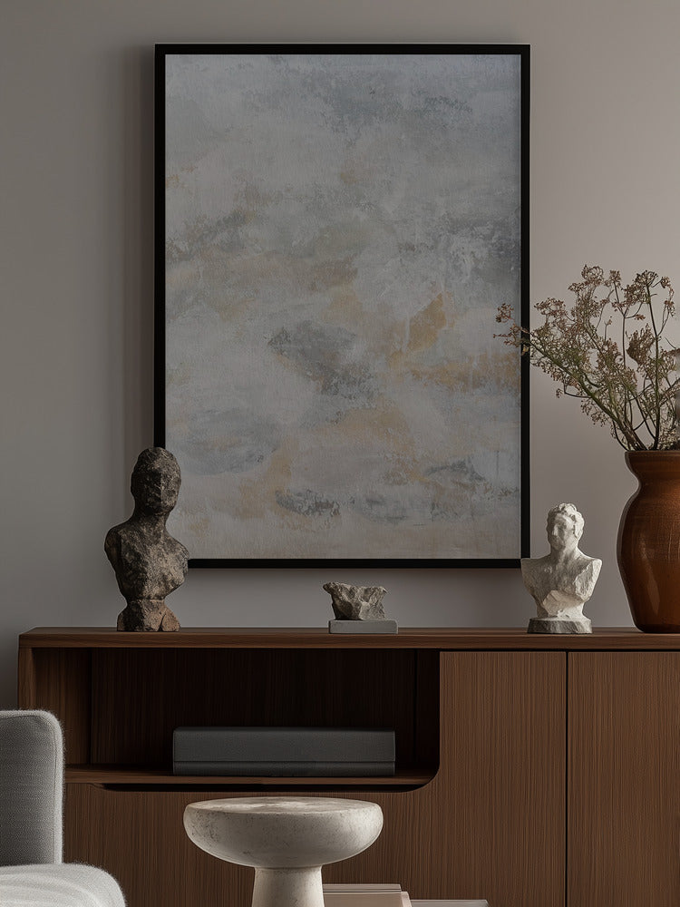 Coastal Misty Abstract Painting Poster och Canvastavla