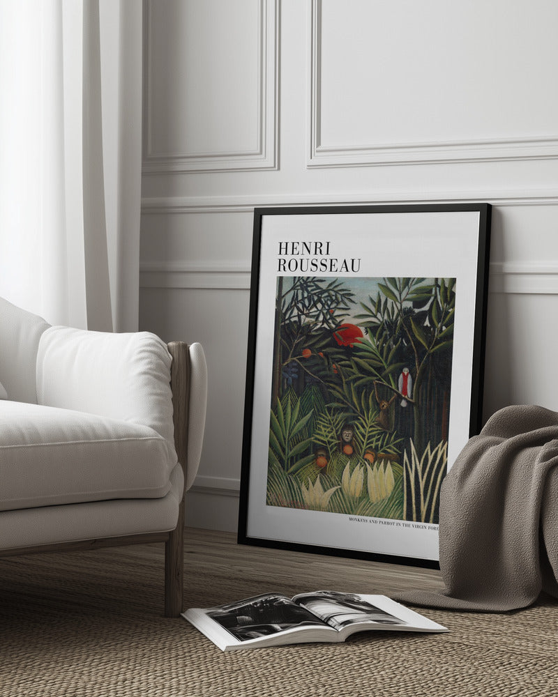 Monkeys And Parrot In The Virgin Forest Poster och Canvastavla