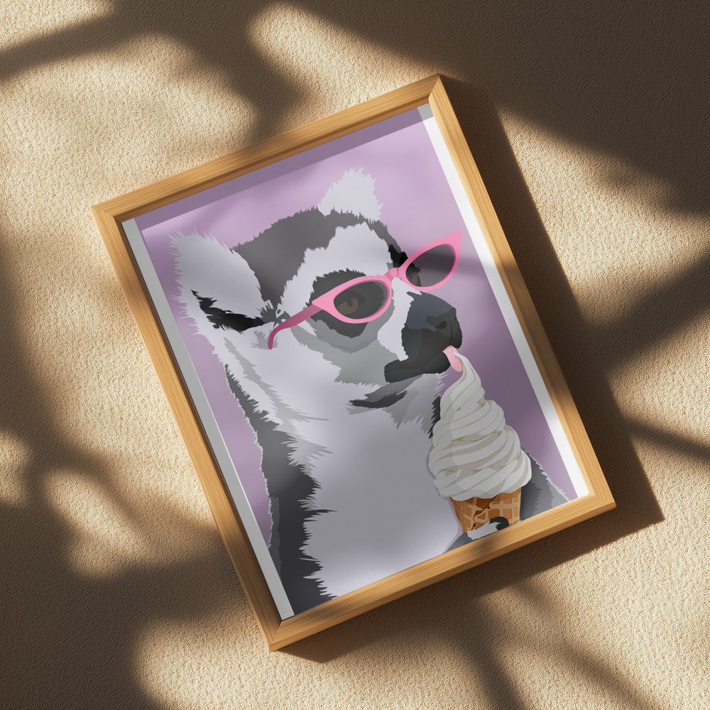Jugdy Lemur with Icecream Poster och Canvastavla