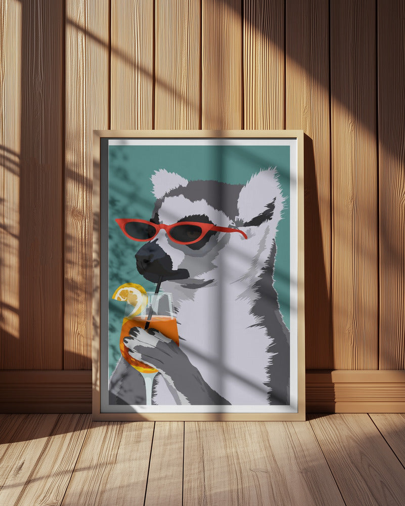 Jugdy Lemur with Drink Poster och Canvastavla