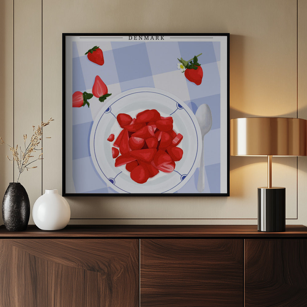Strawberry with cream - Denmark Poster och Canvastavla
