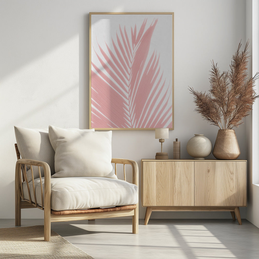 Pink Palm Leaves Silhouette Poster och Canvastavla