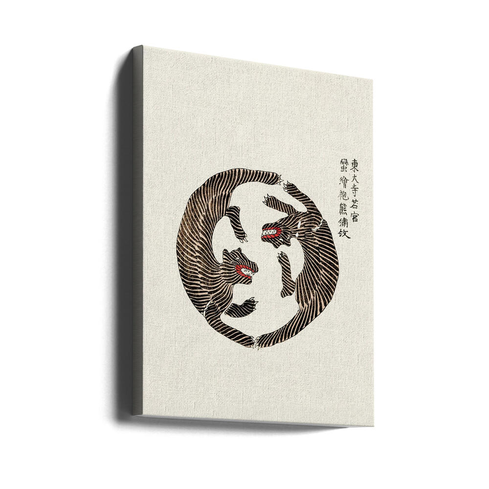 Woodblock Tigers From Yatsuo No Tsubaki Poster och Canvastavla