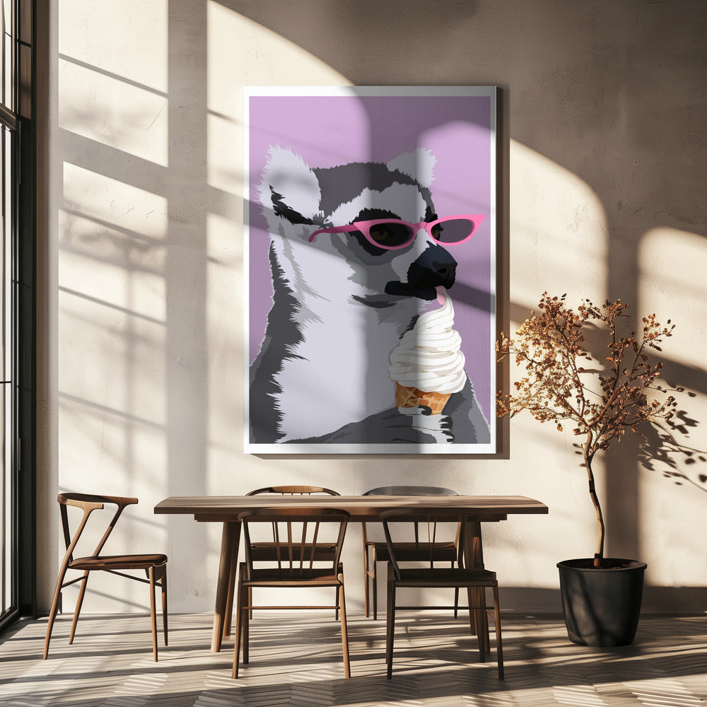 Jugdy Lemur with Icecream Poster och Canvastavla