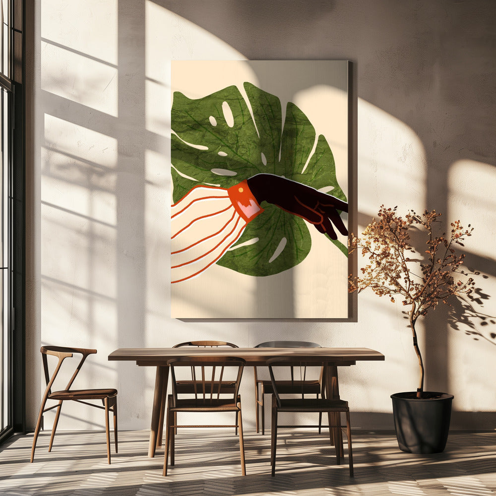 Green Canvas, Red Accent Poster och Canvastavla