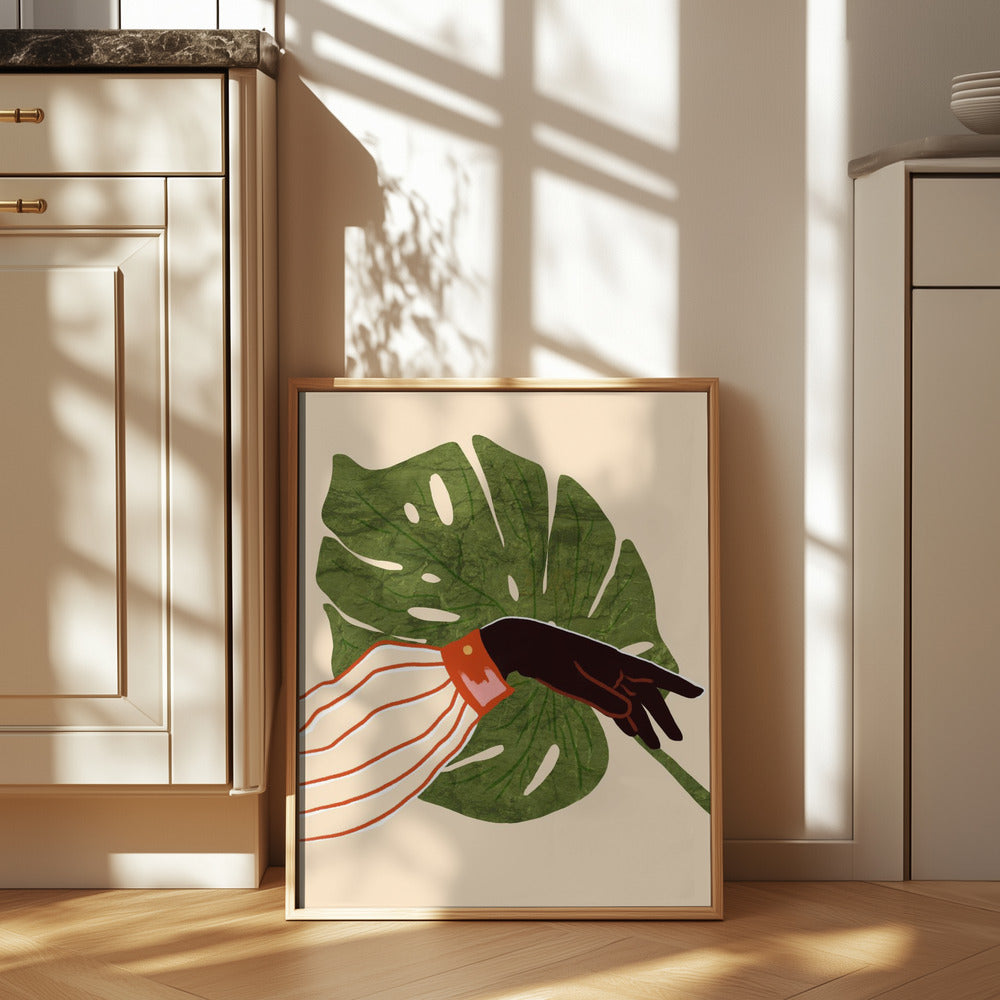 Green Canvas, Red Accent Poster och Canvastavla