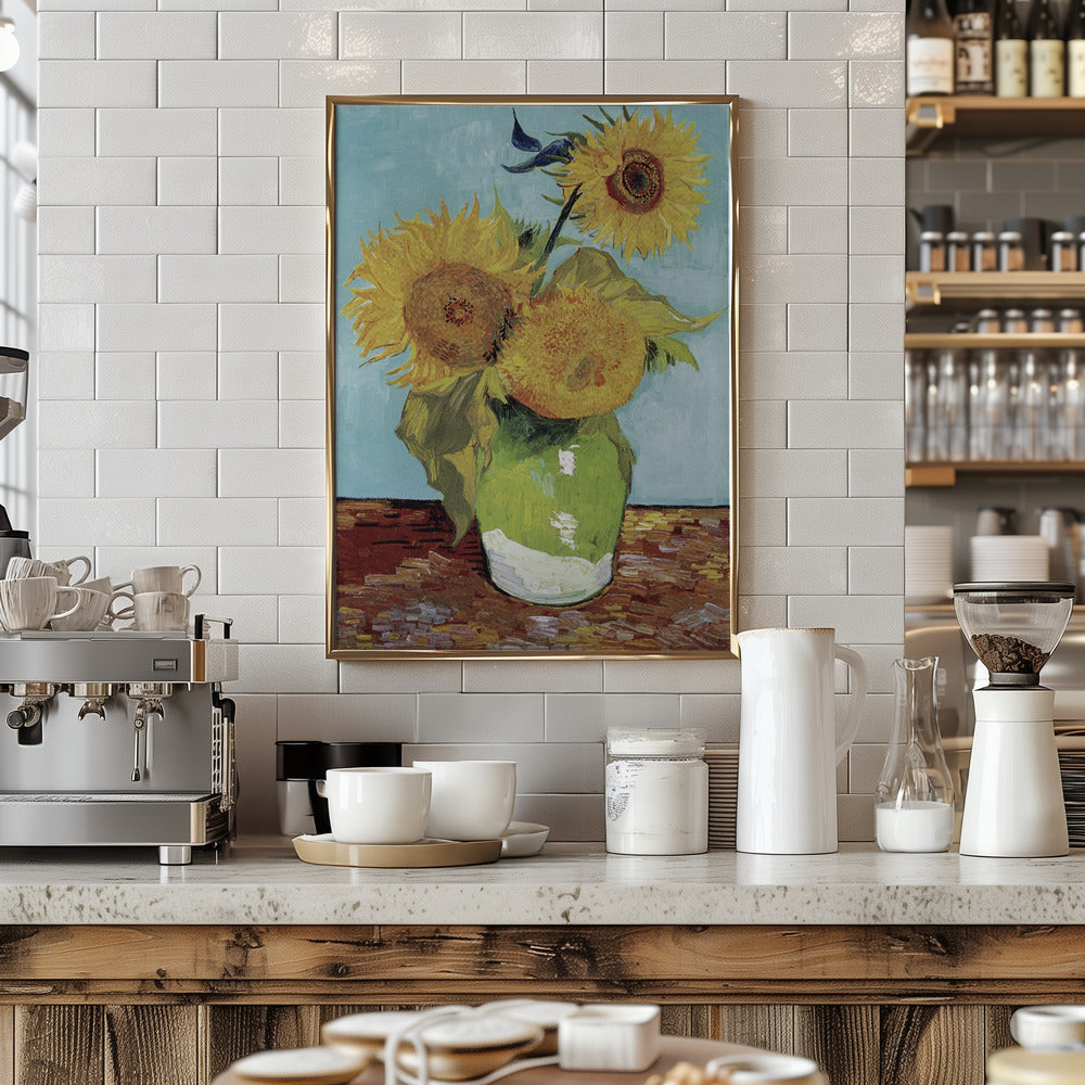 Vase With Three Sunflowers Poster och Canvastavla