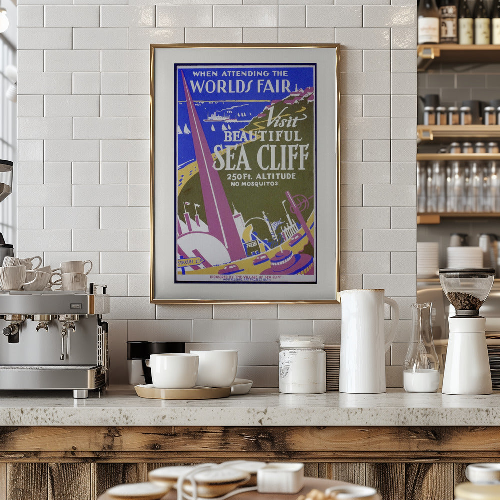 When Attending the Worlds Fair, Visit Beautiful Sea Cliff Poster och Canvastavla