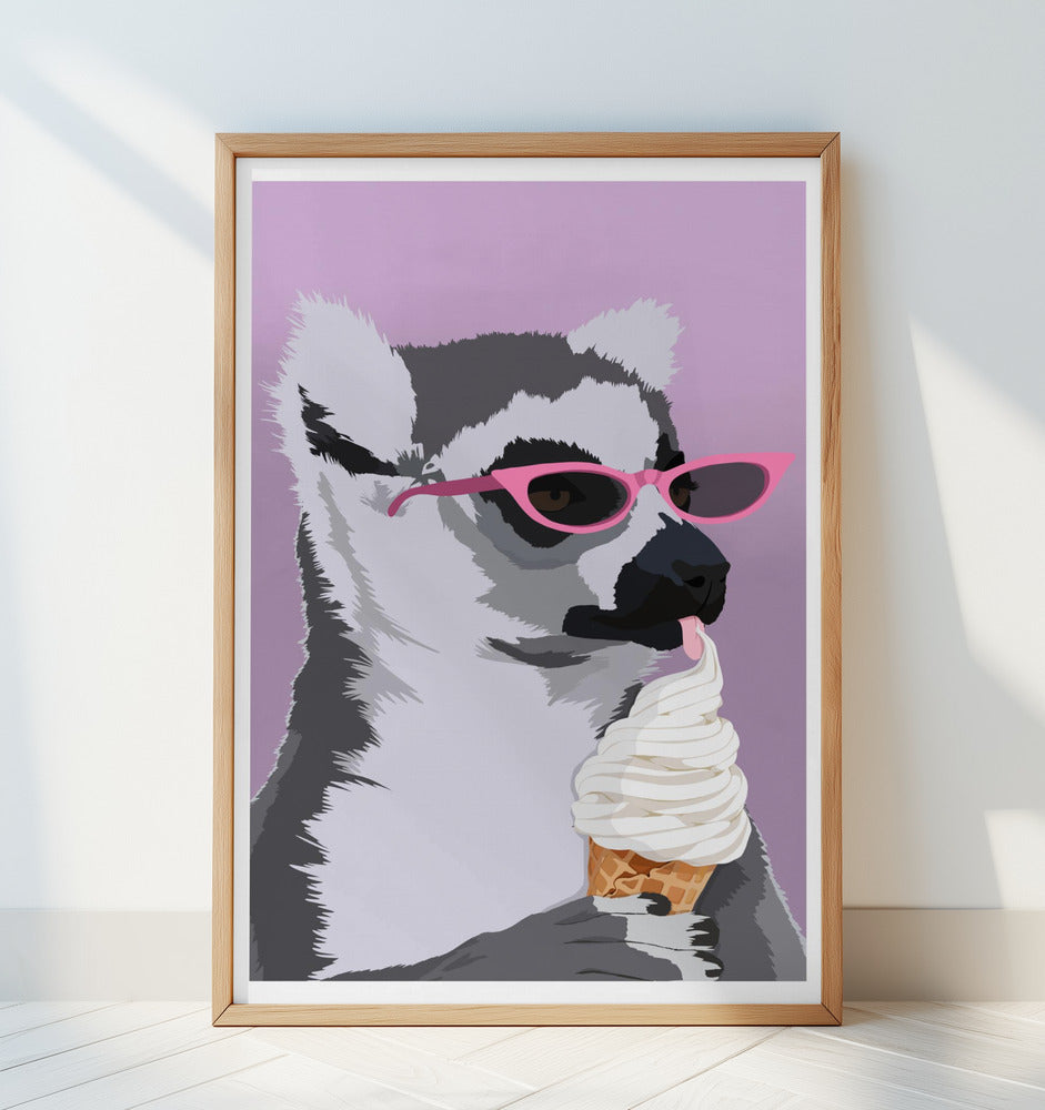 Jugdy Lemur with Icecream Poster och Canvastavla