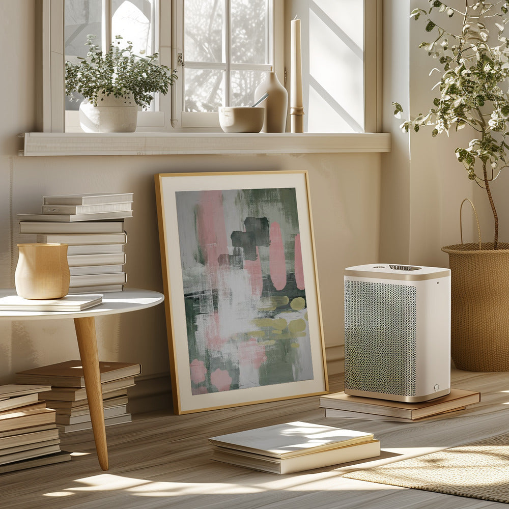 Pink On Green 1 Poster och Canvastavla