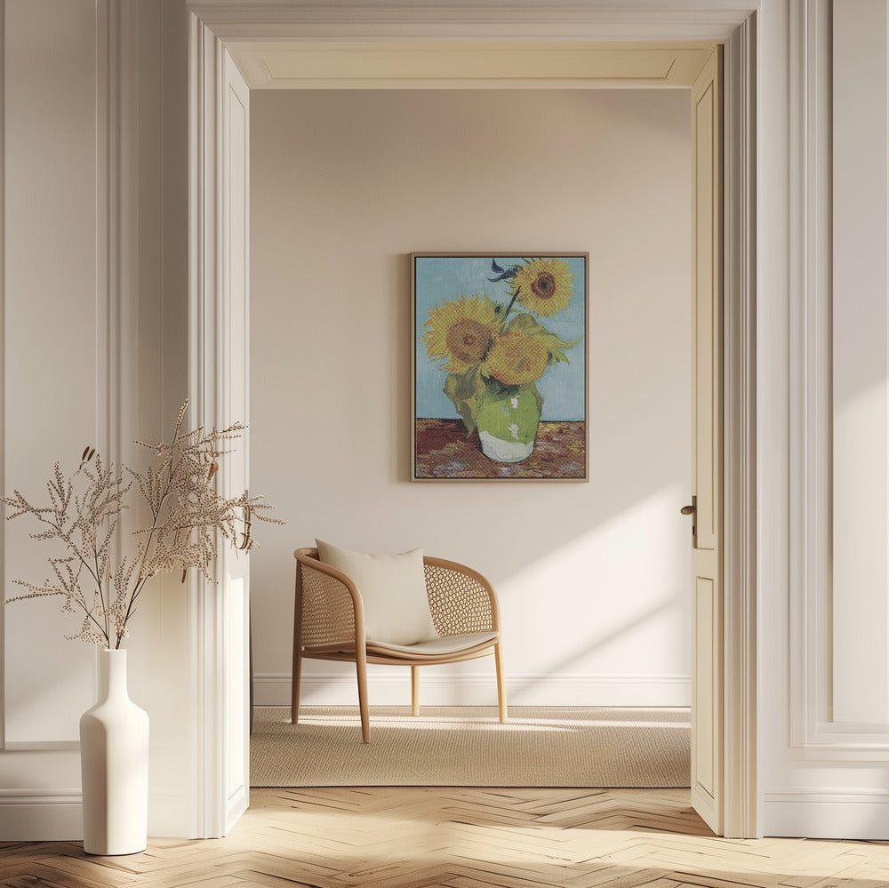 Vase With Three Sunflowers Poster och Canvastavla