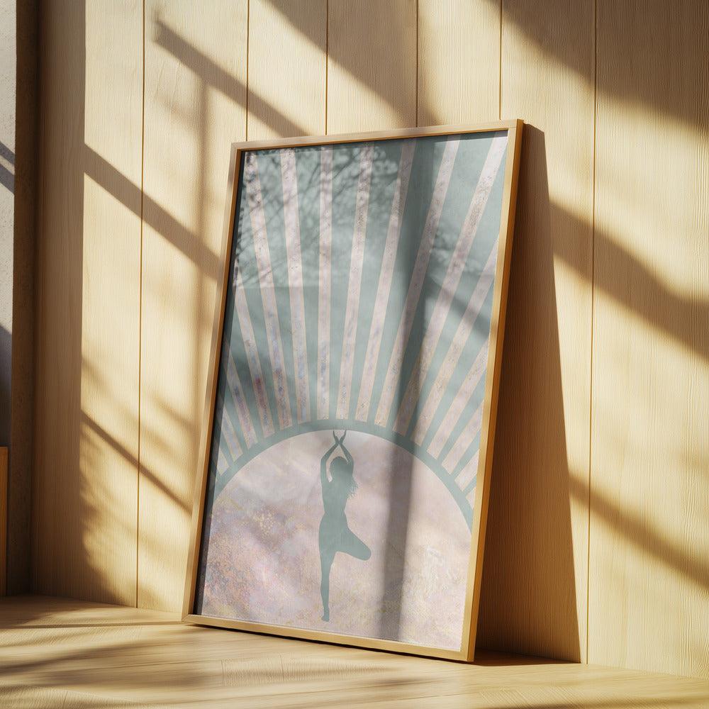 Yoga Boho Sun Rise Green 1 Poster och Canvastavla