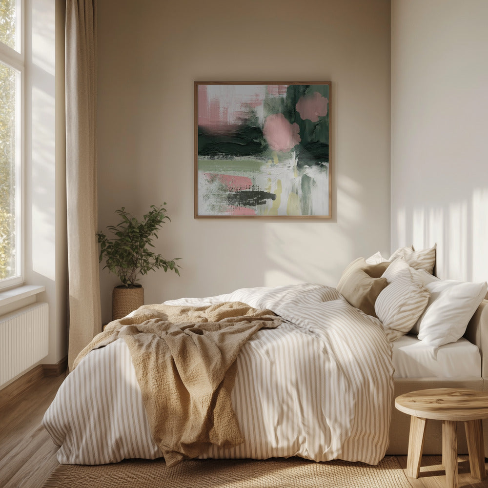 Pink On Green 3 Poster och Canvastavla