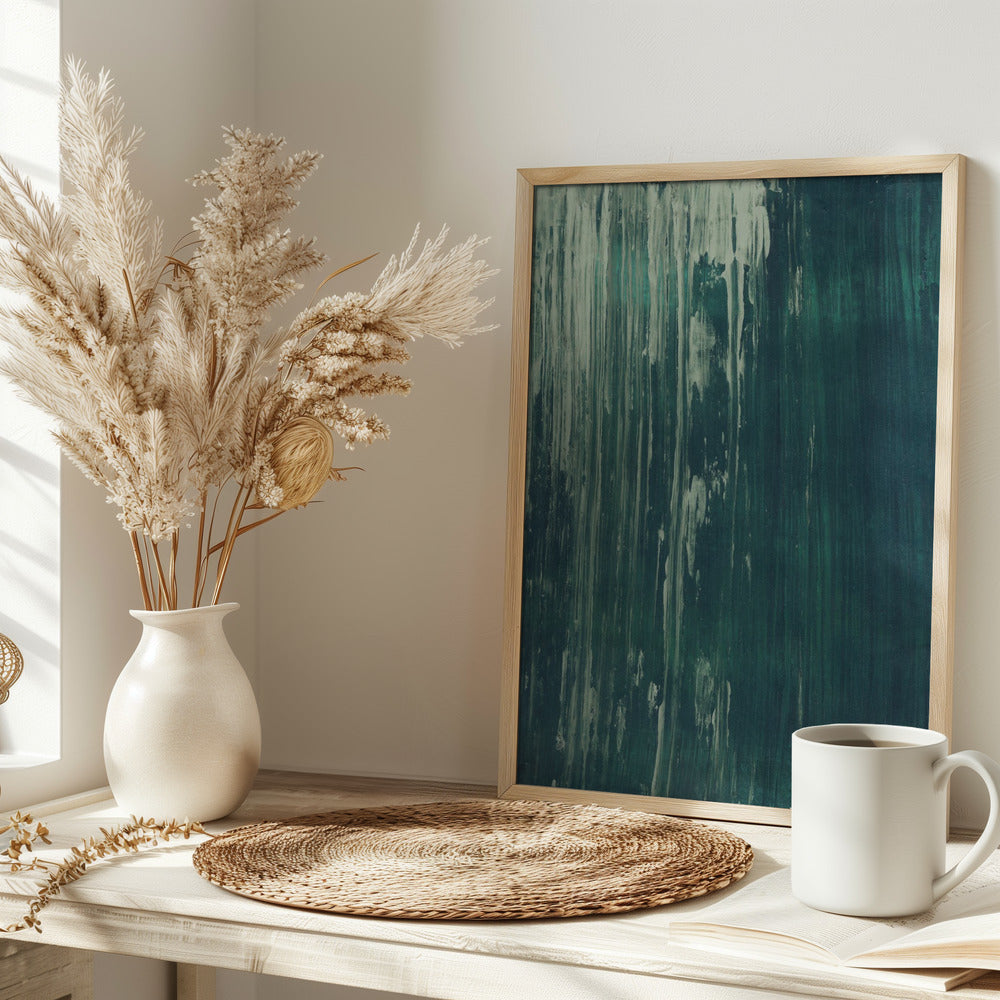 Dark teal scratched texture Transformative Teal Poster och Canvastavla