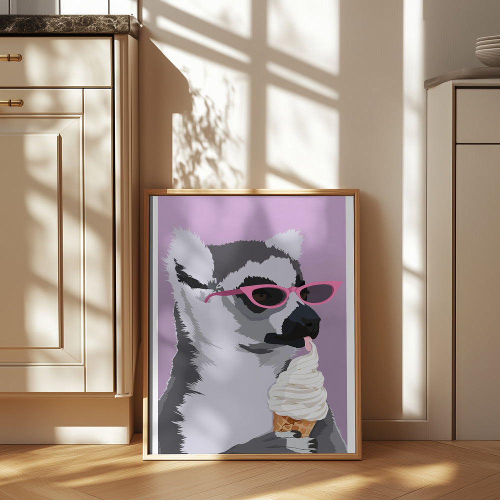 Jugdy Lemur with Icecream Poster och Canvastavla