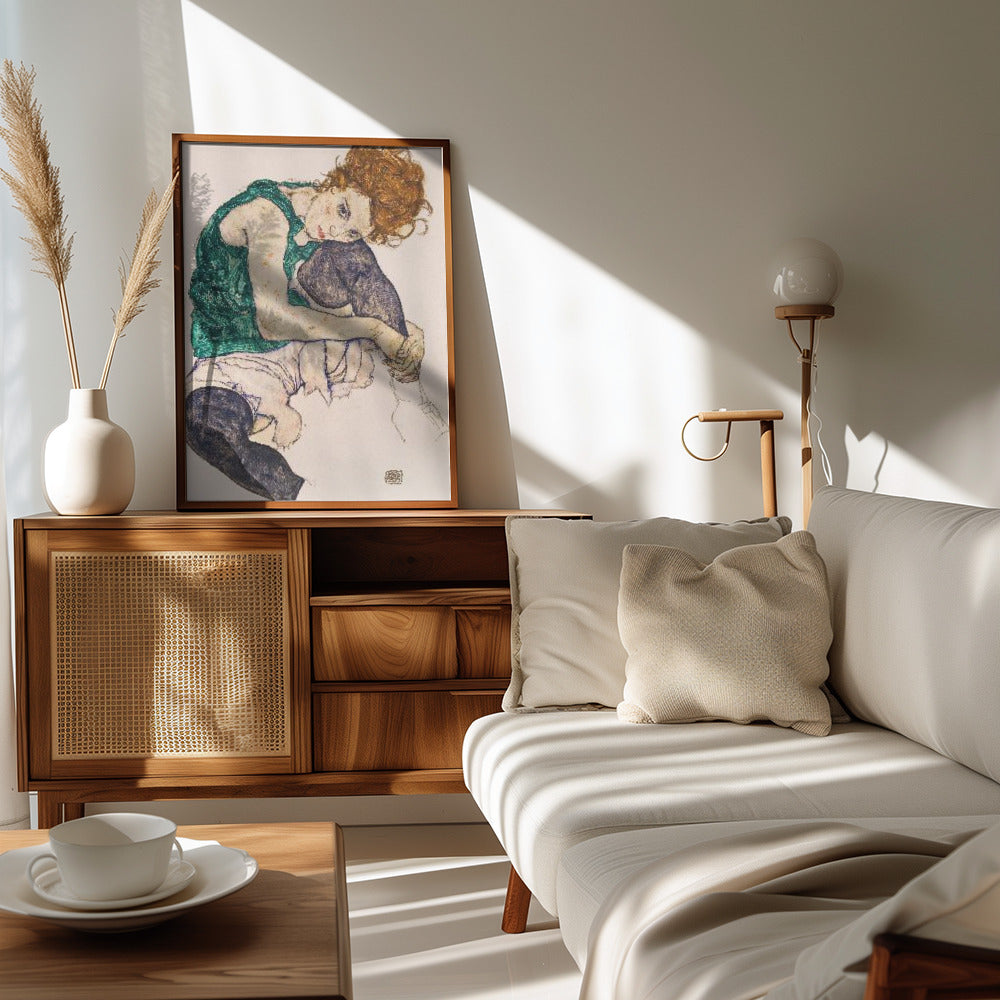 Seated Woman With Legs Drawn Up Poster och Canvastavla