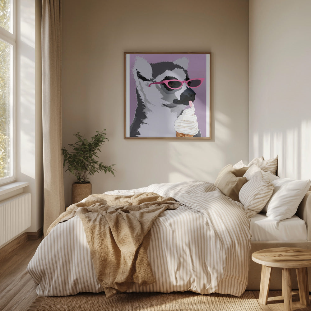 Jugdy Lemur with Icecream Poster och Canvastavla