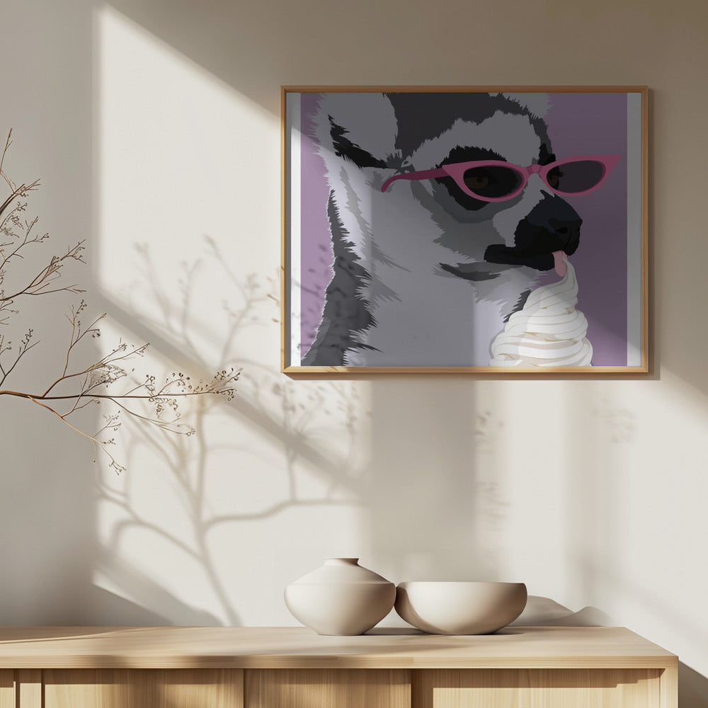 Jugdy Lemur with Icecream Poster och Canvastavla