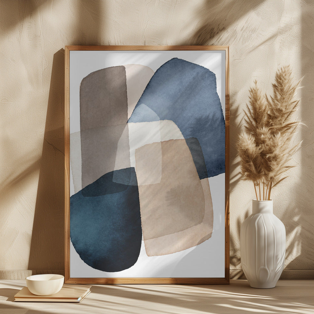 Blue Brown Blocks Poster och Canvastavla