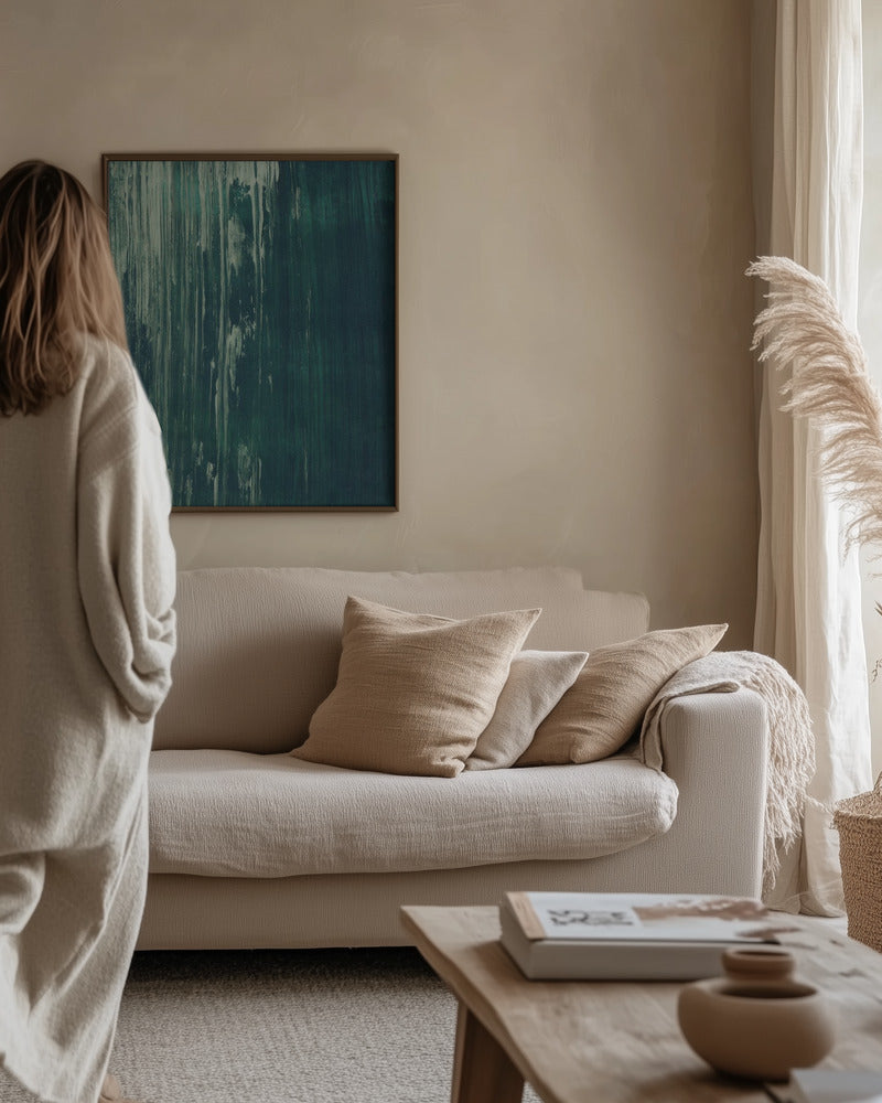 Dark teal scratched texture Transformative Teal Poster och Canvastavla