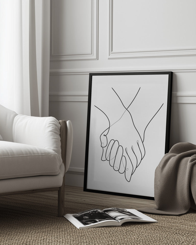 Holding Hands Lines Poster och Canvastavla