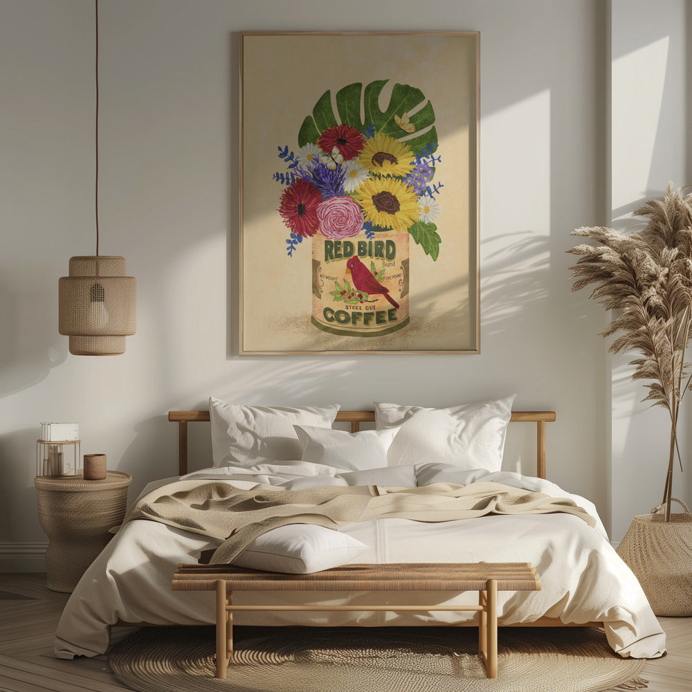 Flowers In a Vintage Coffee Can Poster och Canvastavla